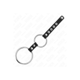 KINK - DOUBLE METAL PENIS RING 3.8 CM TO 5 CM CONNECTED WITH LEATHER…