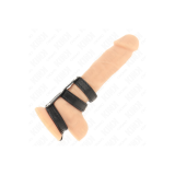 KINK - TRIPLE LEATHER PENIS RING WITH PRESSURE CLOSURE - KINK RING PO…