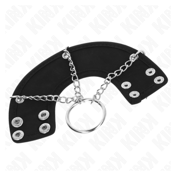KINK - ANILLO PENE 4 CM CADENA 7 CM METAL CON CINTURÓN POLIPIEL