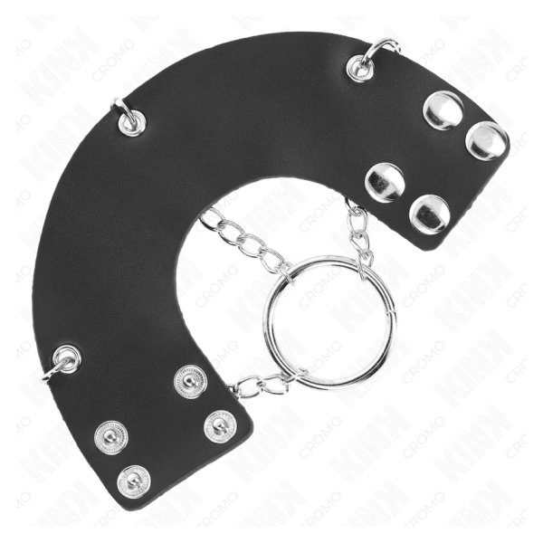 KINK - ANILLO PENE 4 CM CADENA 7 CM METAL CON CINTURÓN CUERO