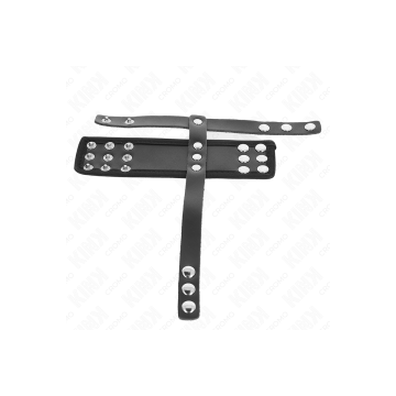 KINK - LEATHER PENIS CAGE RING WITH ADJUSTABLE COATED BALL DIVIDER ST…
