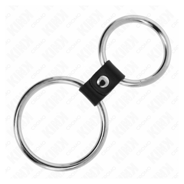 KINK - ANILLO PENE DOBLE METAL 3.7 CM A 5 CM CONECTADOS POR CORREA POLIPIEL MODELO 1