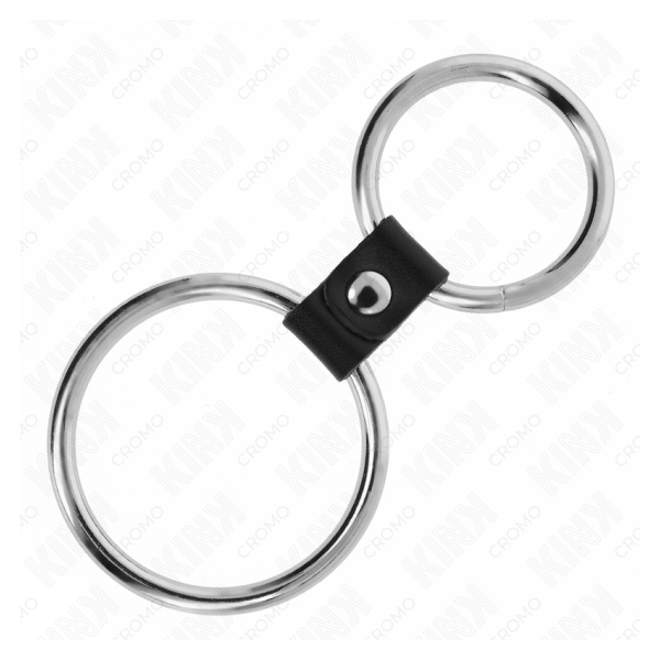 KINK - ANILLO PENE DOBLE METAL 3.7 CM A 5 CM CONECTADOS POR CORREA POLIPIEL MODELO 1