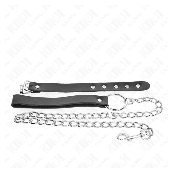KINK - ANILLO PENE CUERO CON CORREA 21.5 X 2 CM Y CADENA METAL 60 CM