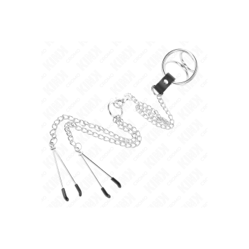KINK - ANNEAU PÉNIS EN MÉTAL TRIPLE CHROME 3 CM À 4,5 CM AVEC CHAÎNE…