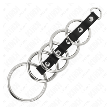 KINK - 5 ANILLOS PENE METAL 3.2 CM A 5 CM CONECTADOS POR POLIPIEL