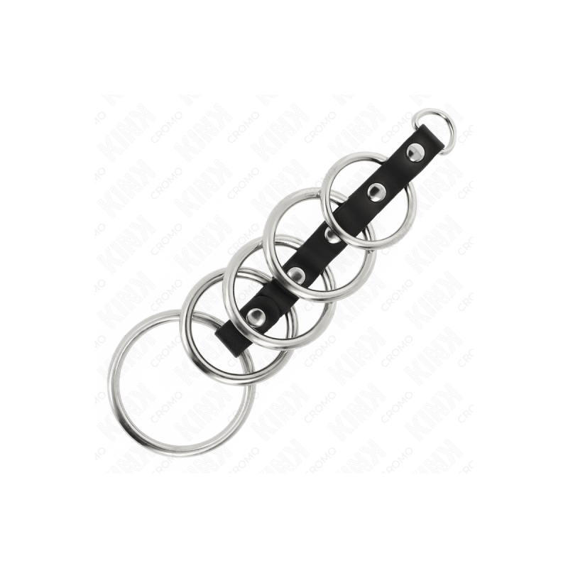 KINK - 5 METALL PENISRINGE 3,2 CM BIS 5 CM DURCH LEDER VERBUNDEN - KI…