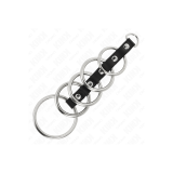 KINK - 5 METAL PENIS RINGS 3.2 CM TO 5 CM CONNECTED BY LEATHER - KINK…