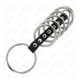 KINK - 7 ANILLOS PENE METAL 3.2 CM A 5 CM CONECTADOS POR POLIPIEL
