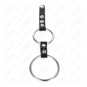 KINK - ANILLO PENE DOBLE 3.8 CM A 5 CM CONECTADOS POR CUERO