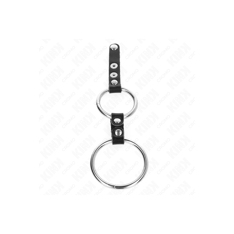 KINK - DOUBLE ANNEAU PÉNIS 3,8 CM À 5 CM CONNECTÉ PAR CUIR - KINK RIN…