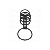 KINK - 5 SILICONE PENIS RINGS 3.8 CM TO 4.8 CM CONNECTED BY LEATHER -…