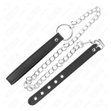 KINK - ANILLO PENE CUERO 21.5 X 2 CM CON CADENA METAL 60 CM Y CORREA DE CUERO