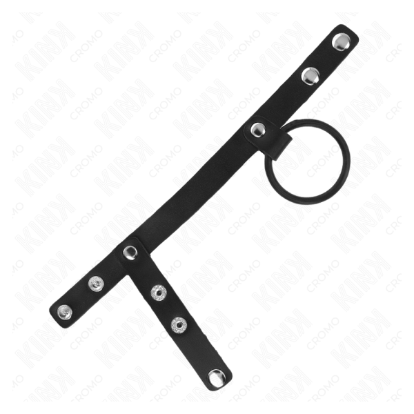 KINK - ANILLO PENE SILICONA 3.8 CM CON DIVISOR DE BOLAS Y CORREA DE CUERO 22 X 1.5 CM