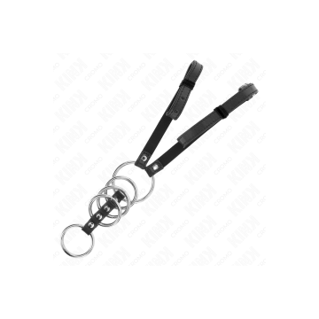KINK - 5 ANNEAUX PÉNIS 3,8 CM À 5 CM MÉTAL AVEC CEINTURE CUIR 112 CM…