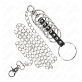 KINK - 7 ANILLOS PENE METAL 3.8 CM A 5 CM CONECTADOS CON POLIPIEL Y CADENA METAL 100 CM