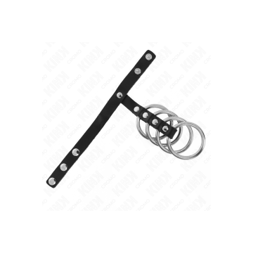 KINK - 4 METAL PENIS RINGS 3.8 CM CONNECTED WITH LEATHER STRAP 22 X 1…