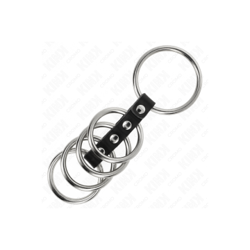 KINK - 5 ANELLI PER PENE DA 3,7 CM A 5 CM METALLO COLLEGATI DA PELLE…
