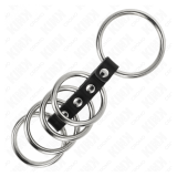 KINK - 5 ANILLOS PENE 3.7 CM A 5 CM METAL CONECTADOS POR CUERO