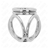 KINK - ANILLO PENE TRIPLE METAL CROMADO 3.8 CM A 5 CM MODELO 1