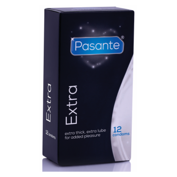 PASANTE - EXTRA EXTRA DICKE KONDOMEN MIT ZUSÄTZLICHER GLEITMITTELBESCHICHTUNG 12 STÜCK