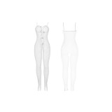 SUBBLIME - 951740 BODYSTOCKING CROTCHLESS DE REJILLA CON LAZOS BLANCO TALLA ÚNICA