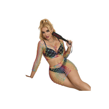 SUBBLIME - 952440 2-PIECE FISHNET SET LONG SLEEVE RAINBOW ONE SIZE -…