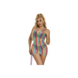 SUBBLIME - 952457 RAINBOW OFF SHOULDER SLEEVELESS FISHNET DRESS ONE S…