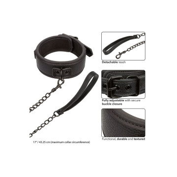 Calexotics - Nocturnal Collar Y Correa Cuero Ajustable Negro |