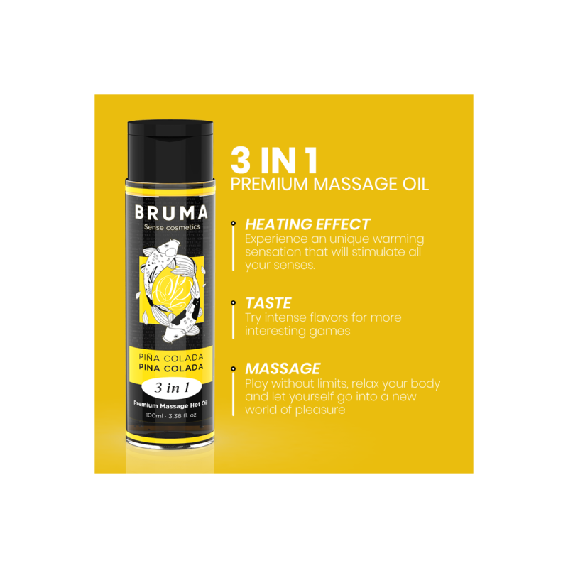 BRUMA - PREMIUM MASSAGE HOT OIL PINA COLADA 3 IN 1 - 100 ML - Warming…