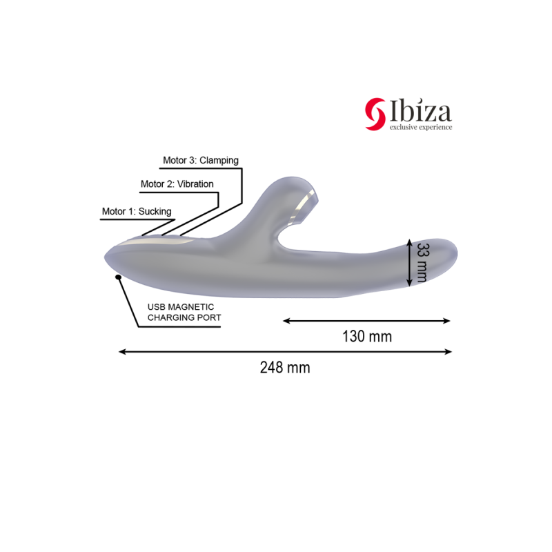 IBIZA - DOPPIO VIBRATORE BLOCCAGGIO NERO - IBIZA TECHNOLOGY - Vibrato…
