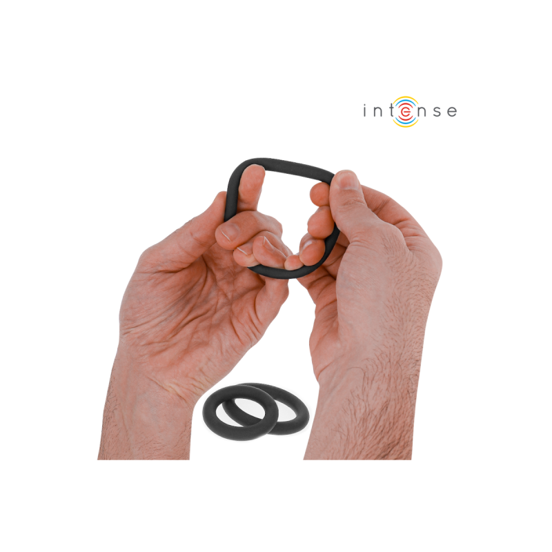 INTENSE - HUGH 3 ANNEAUX PÉNIS BASIQUES EN SILICONE NOIRS - INTENSE F…