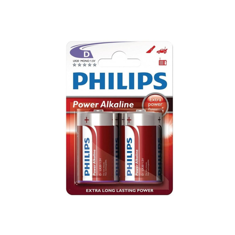 PHILIPS - BLISTER POWER ALCALINE PILA D LR20 * 2 - PHILLIPS - Batteri…