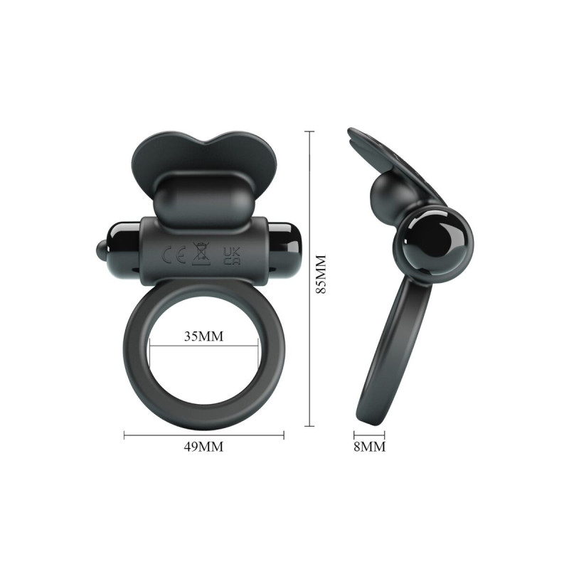Pretty Love - Debonaire Anillo Vibrador Conejo 10 Vibraciones Negro