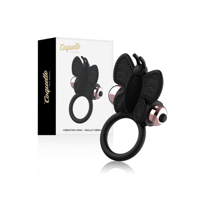 Coquette Chic Desire - Cock Ring Butterfly Anillo Vibrador Negro /