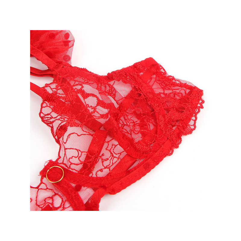 Subblime - 957513 Conjunto Sujetador Y Liga De Encaje Rojo L/Xl |