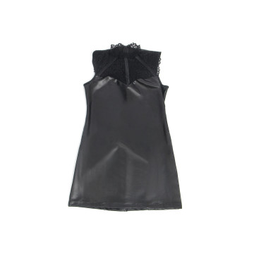 Subblime - 957544 Vestido De Cuero Con Cuello De Encaje Negro S/M |