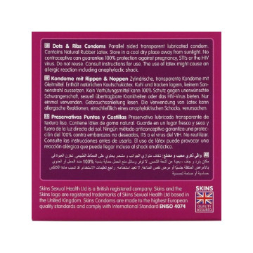 SKINS - DOTS & RIBS PREMIUM CONDOMS PACK 4 - Points and Stretch Marks