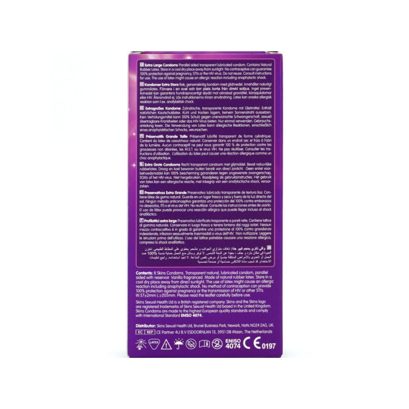 SKINS - PRESERVATIVI EXTRA LARGE PREMIUM CONFEZIONE DA 8 - Taglia XL…