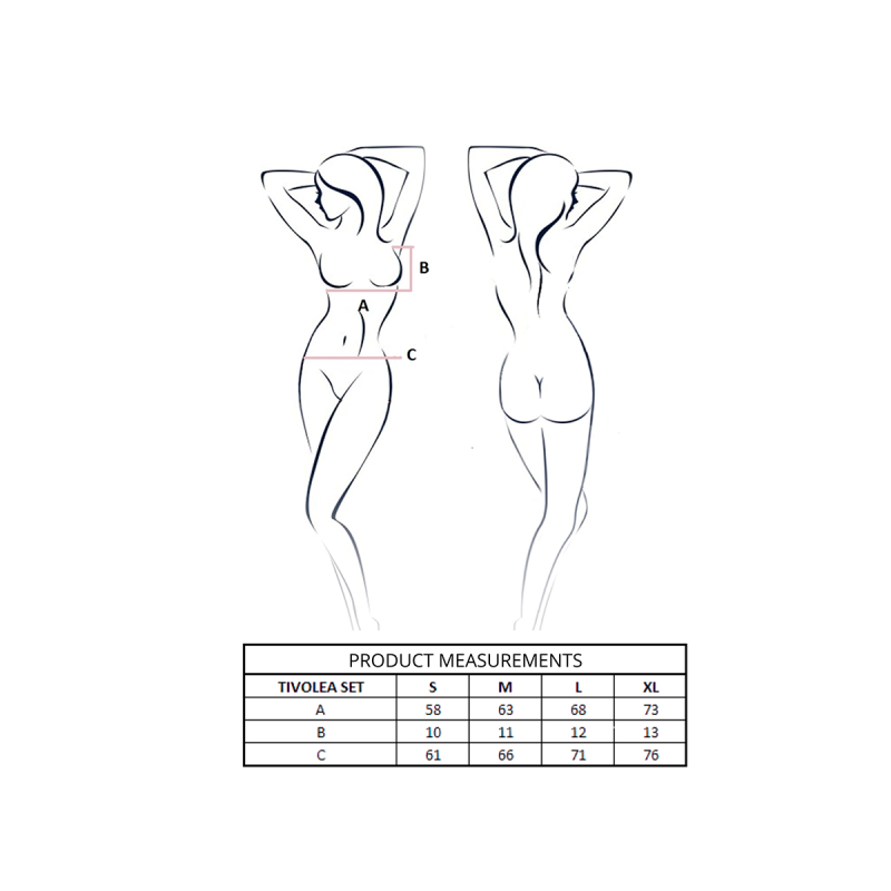 Passion - Tivolea Set Sujetador + Tanga Negro S/M | Vybes.it
