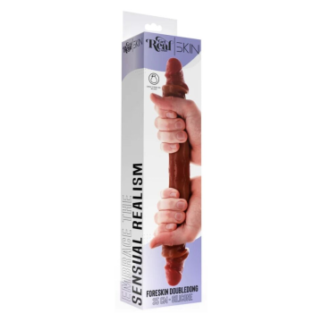 GET REAL - GODEMICHET EN SILICONE À DOUBLE EXTRÉMITÉ CARAMEL 35 CM