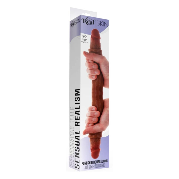 GET REAL - GODEMICHET EN SILICONE À DOUBLE EXTRÉMITÉ CARAMEL 40 CM