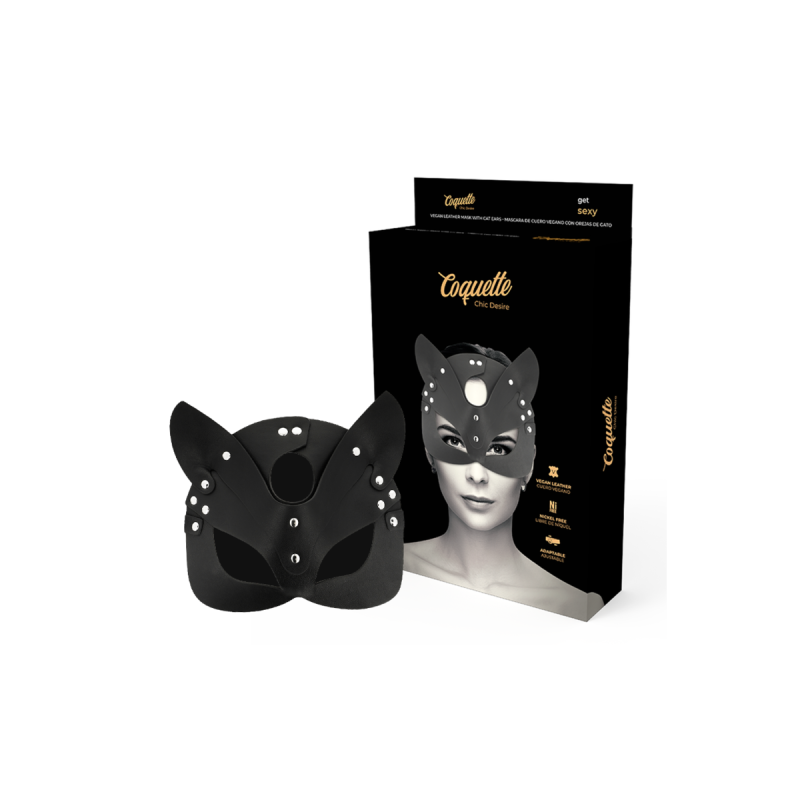 Coquette Chic Desire - Máscara Cuero Vegano Con Orejas De Gato |