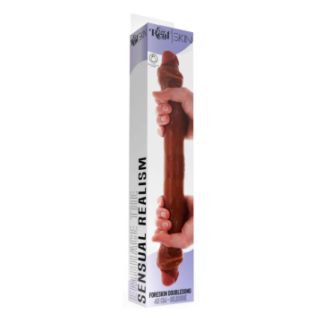 GET REAL - GODEMICHET EN SILICONE À DOUBLE EXTRÉMITÉ CARAMEL 46 CM