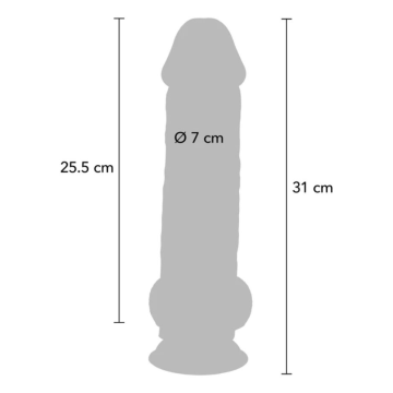 GET REAL - PÉNIS RÉALISTE DE LUXE AVEC TESTICULES EXTRA ÉPAIS DE 31 CM