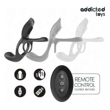 ADDICTED TOYS - DOPPIO ANELLO PER PENE CON STIMOLATORE CLITORIDEO