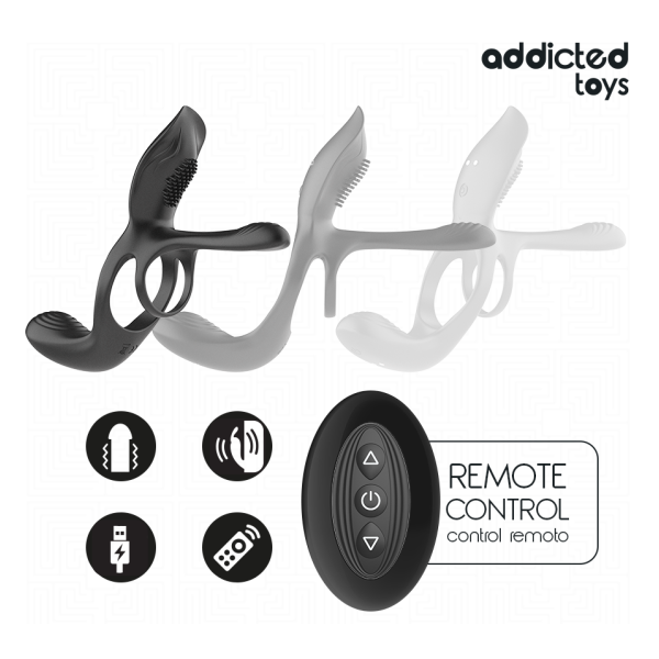 ADDICTED TOYS - ANNEAU DOUBLE PÉNIS AVEC STIMULATEUR CLITORIAL