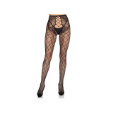 Leg Avenue - 1966 Medias De Red Con Panty Sin Entrepierna Negro