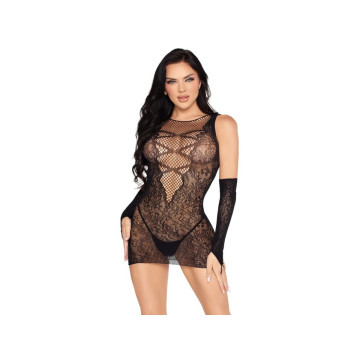 Leg Avenue - 81679 Minikleid Und Passende Handschuhe Schwarz