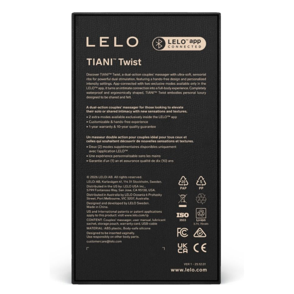 LELO - TIANI TWIST VIBRATEUR POUR COUPLES ROSE PÂLE